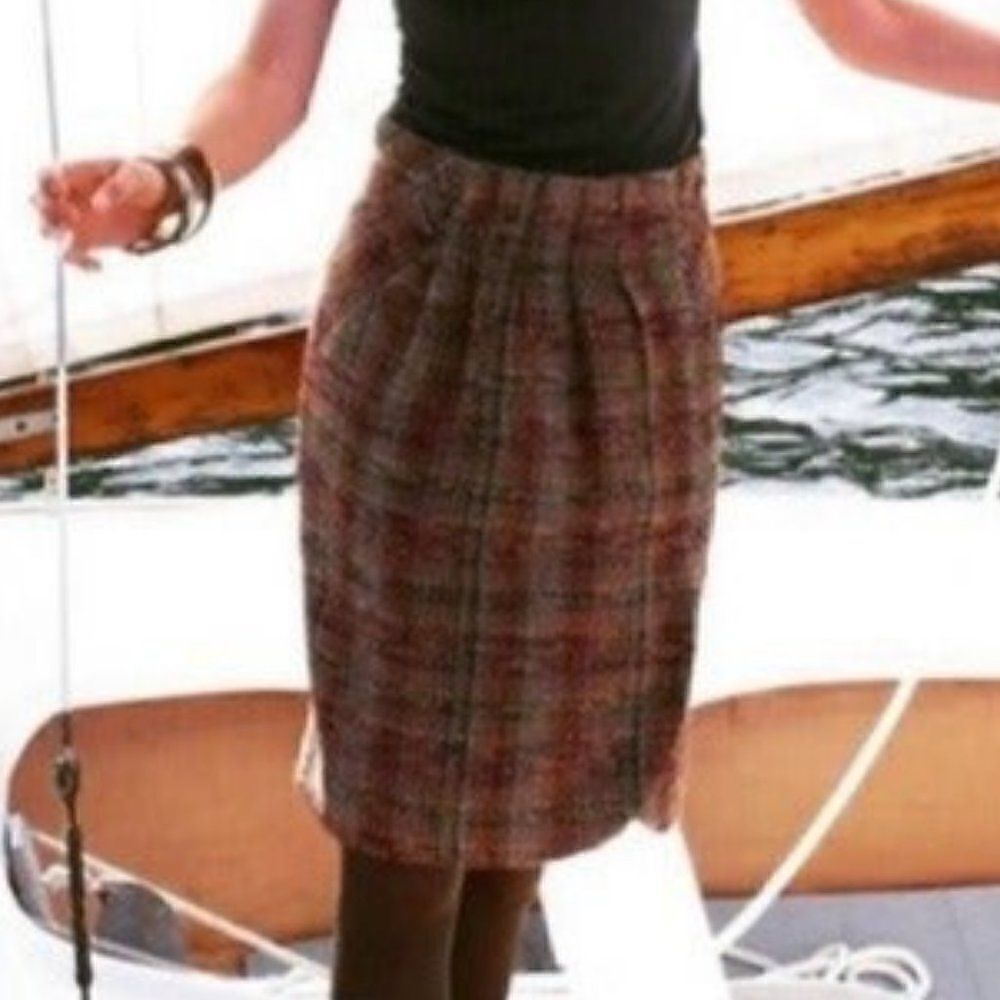 Multi Color Plaid Wool Blend Skirt